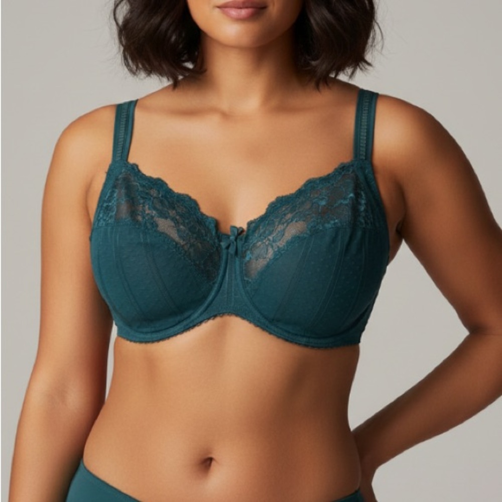 Prima Donna Lace Wired Bra Size 36G Dark Green